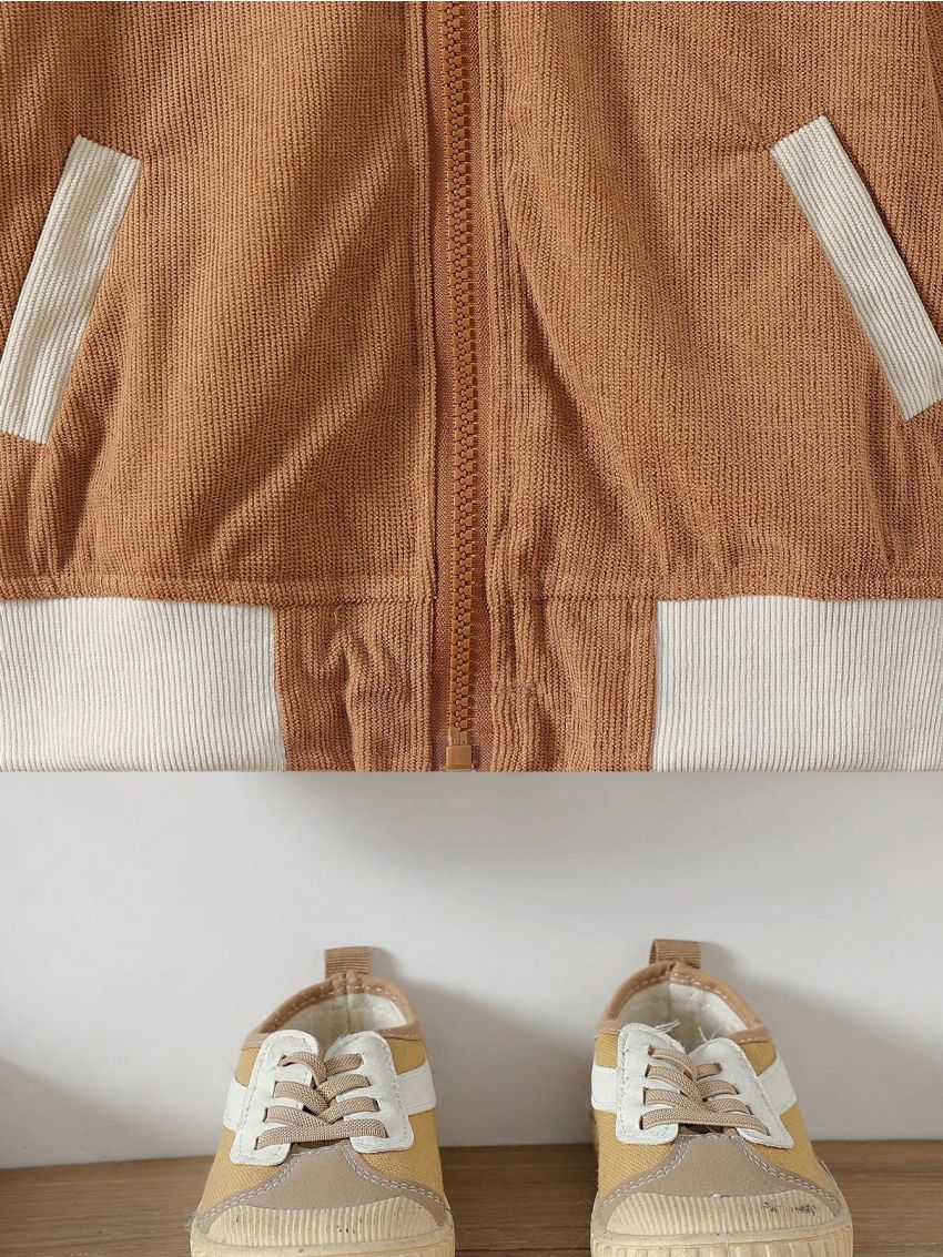 SHEIN Toddler Boys' Patchwork Jacket For Autumn/Winter