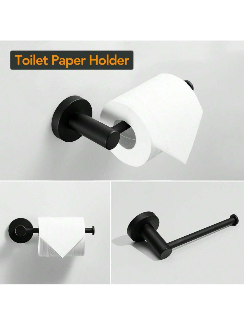 BESy 4pcs/set Bathroom Accessories Set (Adjustable 16 to 26 Inch Towel Bar, Towel Ring, Toilet Paper Holder,Towel Hook), Wall Mounted Bath Hardware Accessory Fixtures Set,Stainless Steel