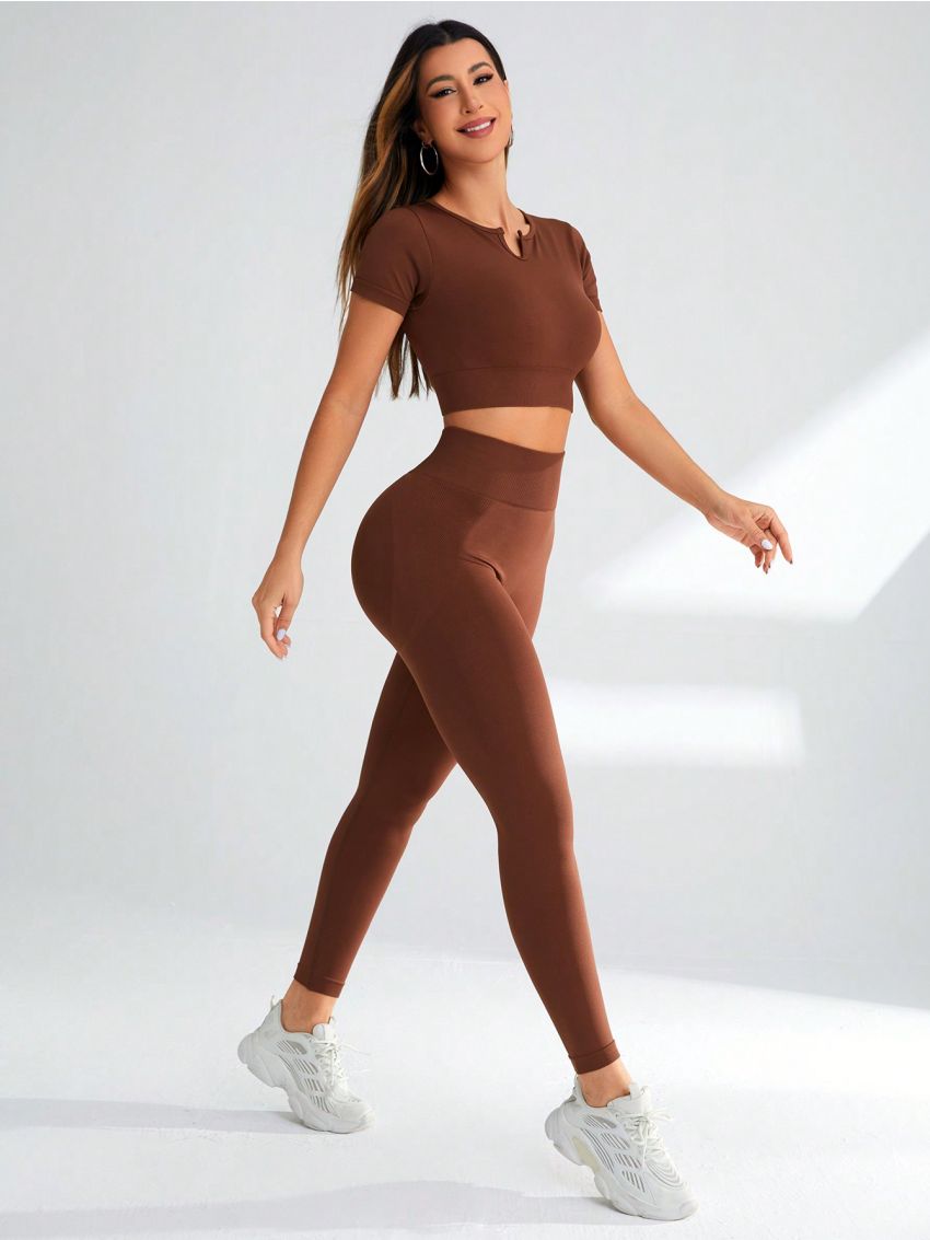 Yoga High Street Women'S Solid Color Slim Fit Sports Suit