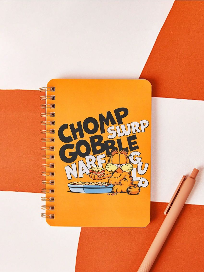 GARFIELD X SHEIN Cartoon Cat Print Yellow Notebook