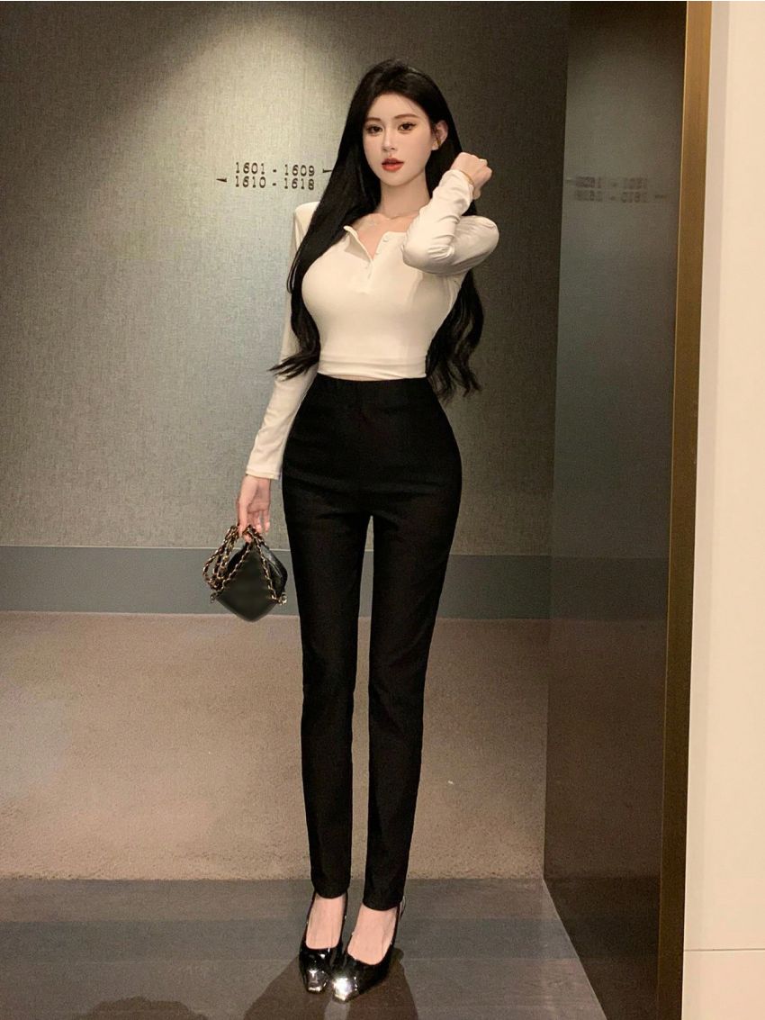 Dazy Designer Ladies' Solid Color Slim Fit Long Pants