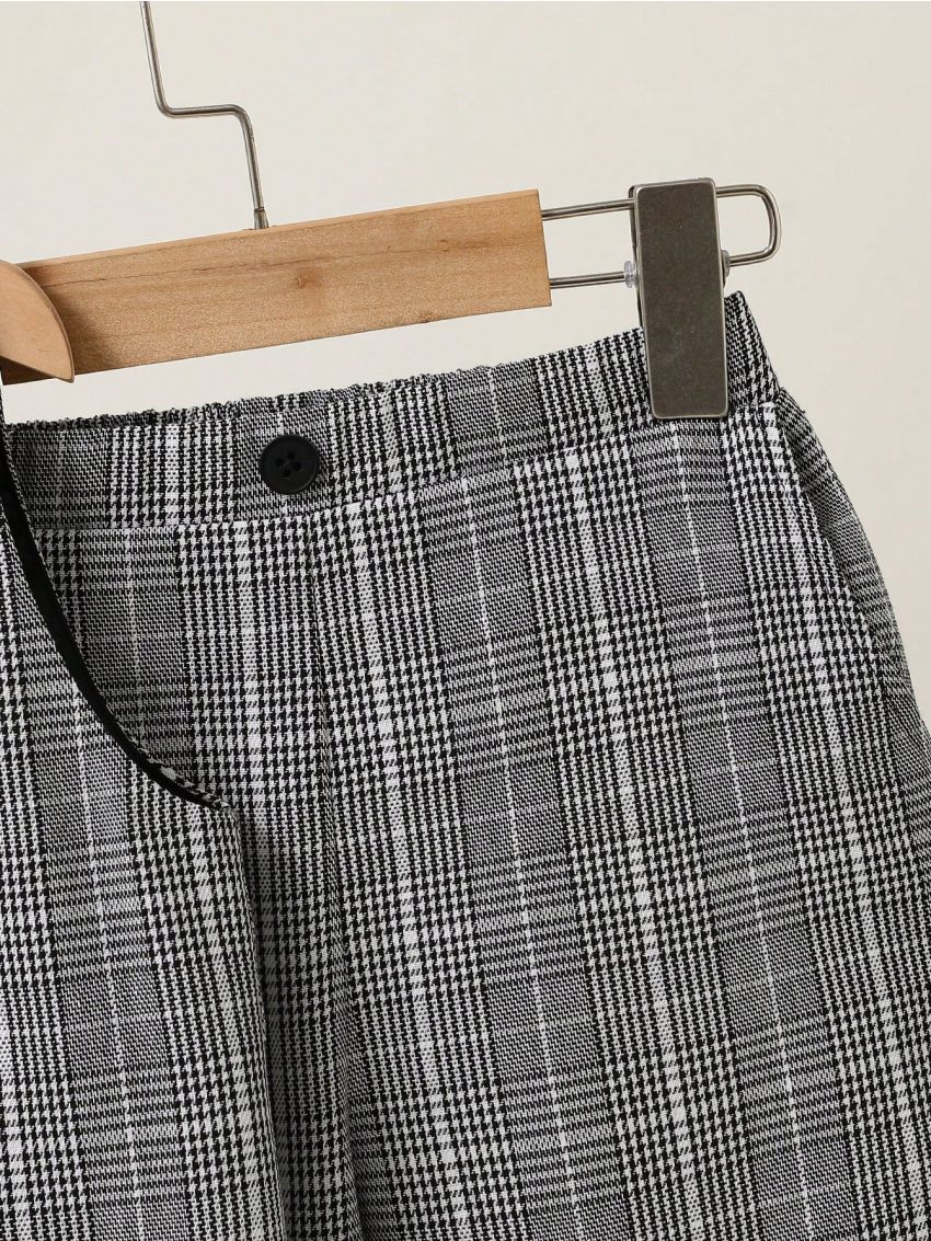 SHEIN Toddler Boys' Gentlemen Plaid Vest And Pants Suit