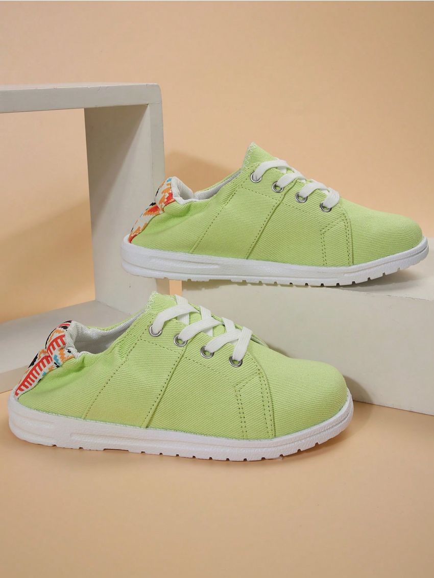 Round Toe Slip-on Flat Women's Shoes, All Seasons Casual Wear In Solid Color Durable Material