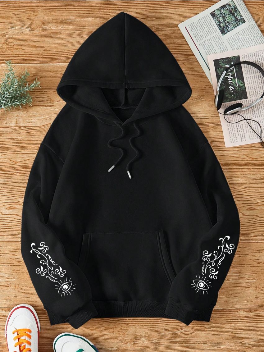 Women's Moon And Eye Printed Hoodie Sweatshirt