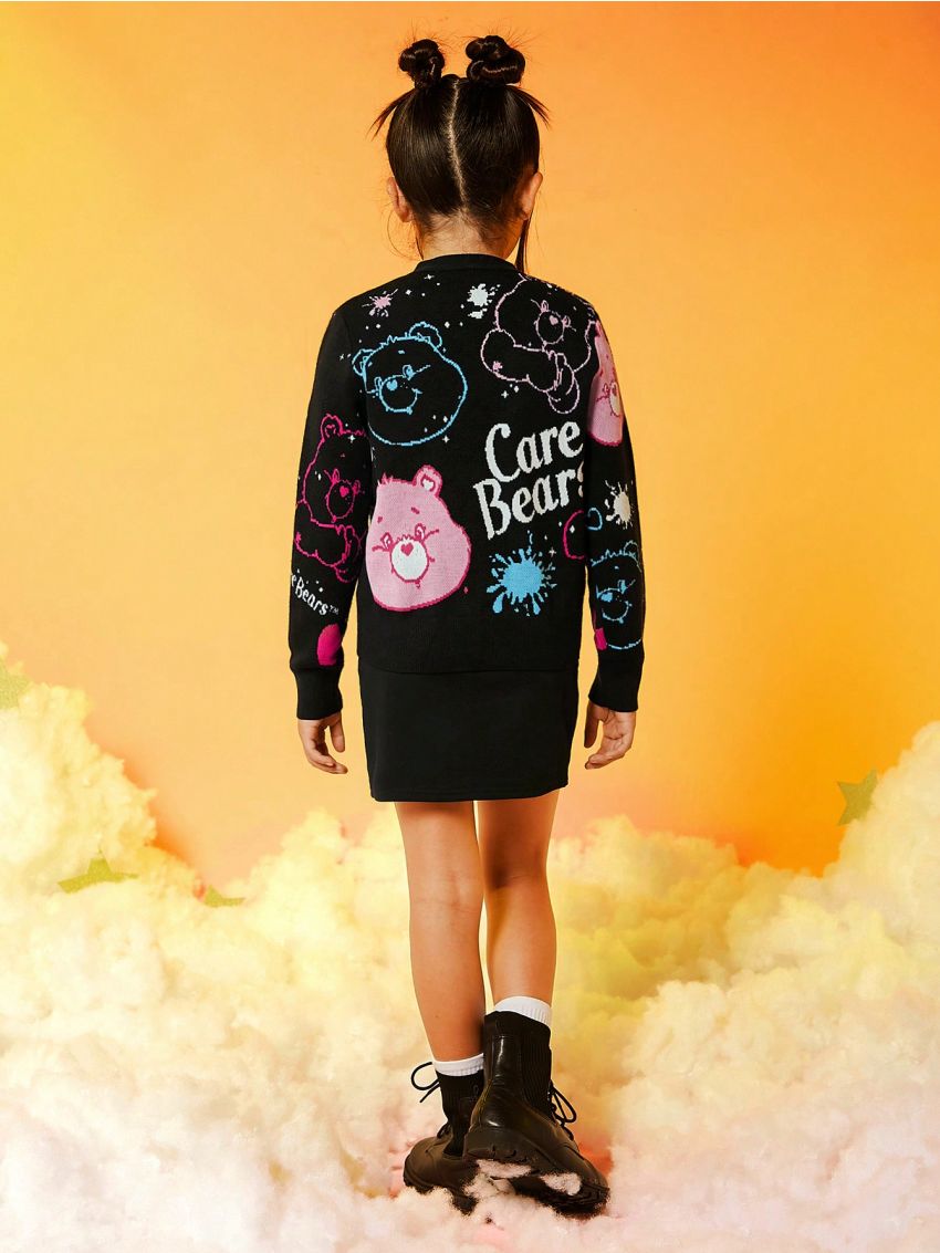SHEIN X Care Bears Tween Girl Cartoon & Letter Pattern Cardigan