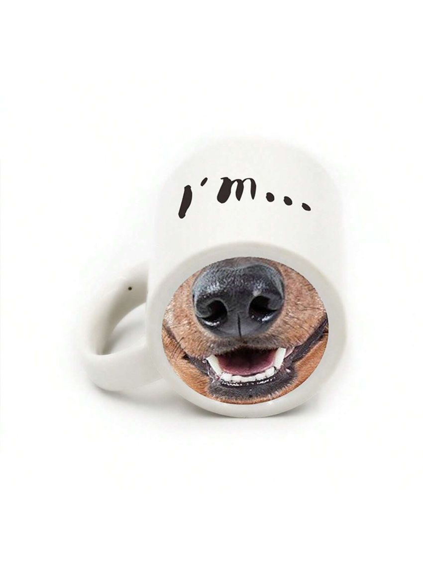 1pc Ceramic Coffee Mug(white, 300ml) With Dog Nose Print Design, Funny Dog Shaped Prank Mug, A Gift For Friends, Boss, Team Manager, Supervisor, Thank You Gift For Boss
