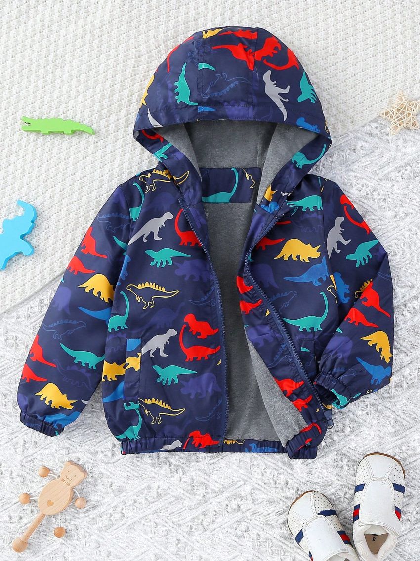 Baby Boys' Cute Dinosaur Pattern Zipper Hooded Jacket