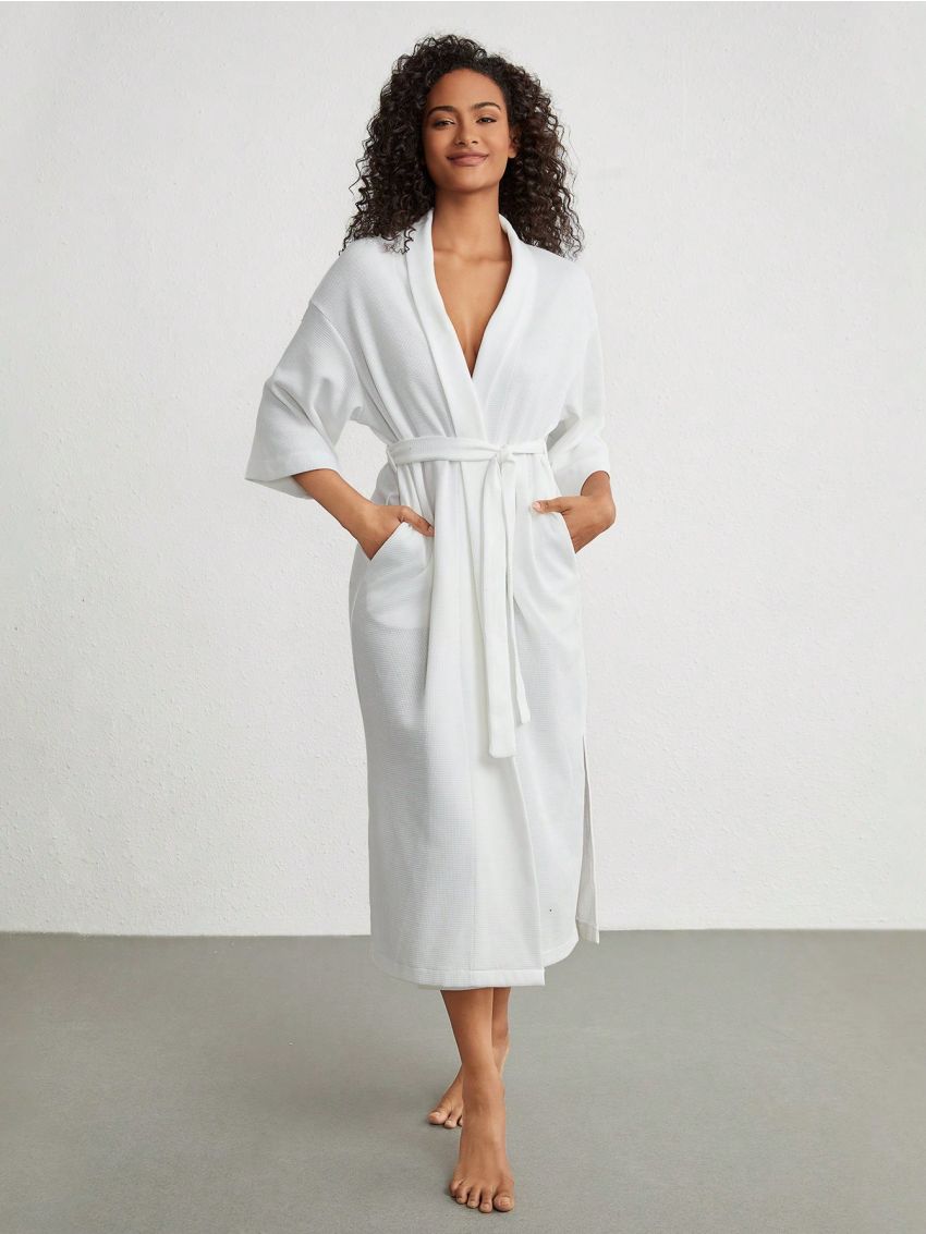 SHEIN Leisure Women's High Split Home Clothes Bathrobe