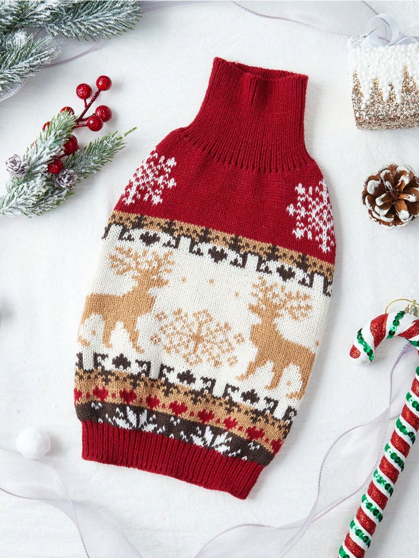 PETSIN Christmas Reindeer Patterned Pet Sweater, For Ferret