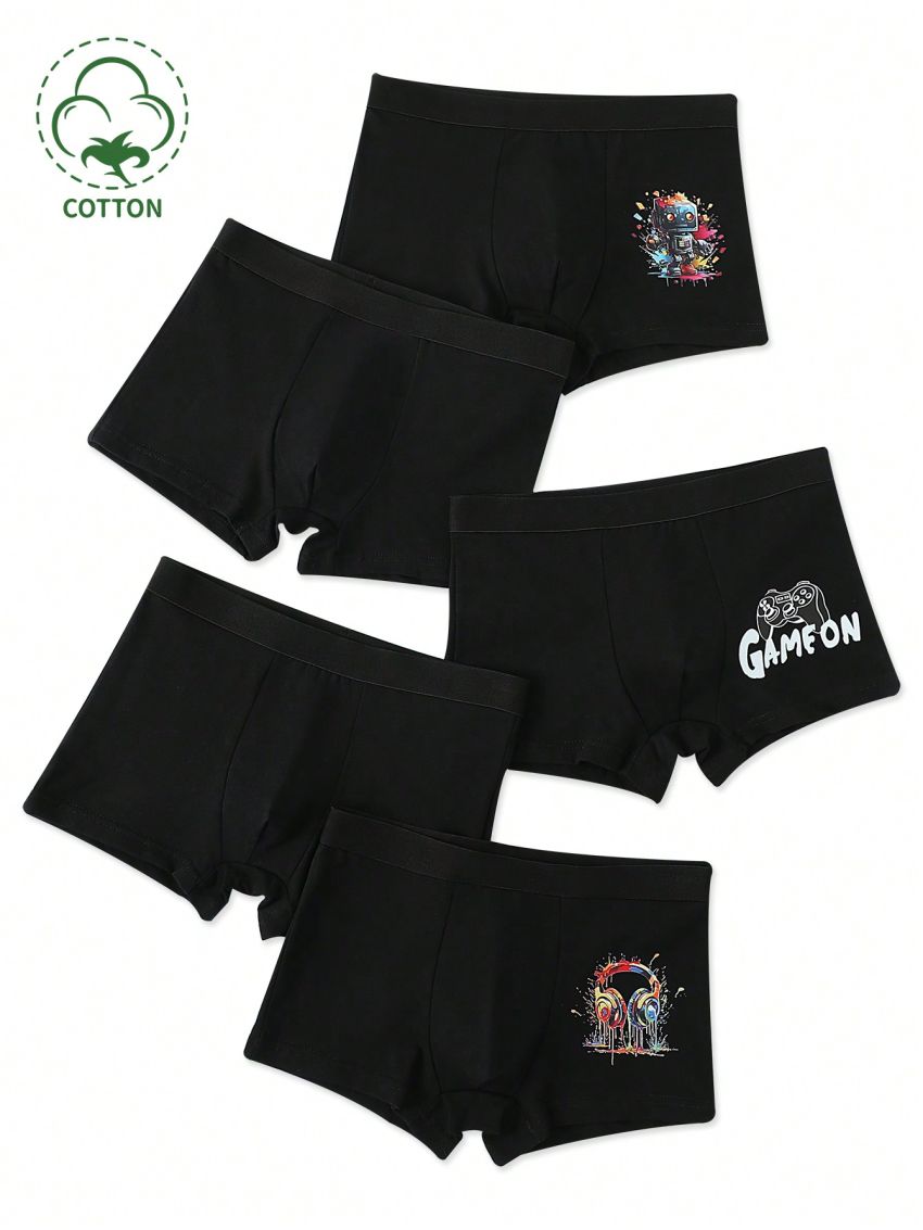 5pcs/Set Boys' Cartoon Printed Underwear
