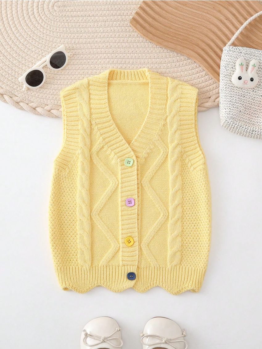New Autumn/winter Infant Yellow Color Cardigan With Colored Buttons