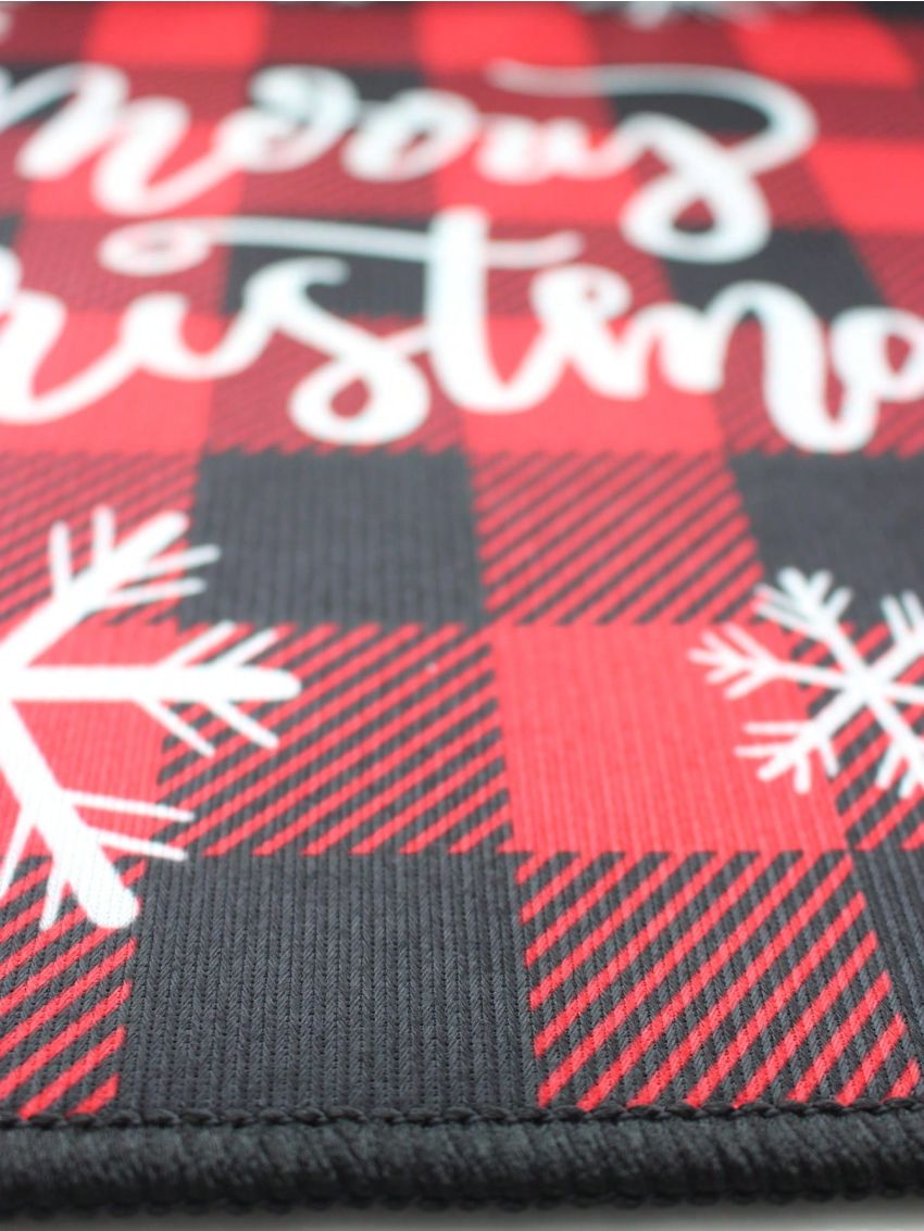 Chelsey Lanter Totten Christmas Plaid & Snowflake Pattern Decorative Rug