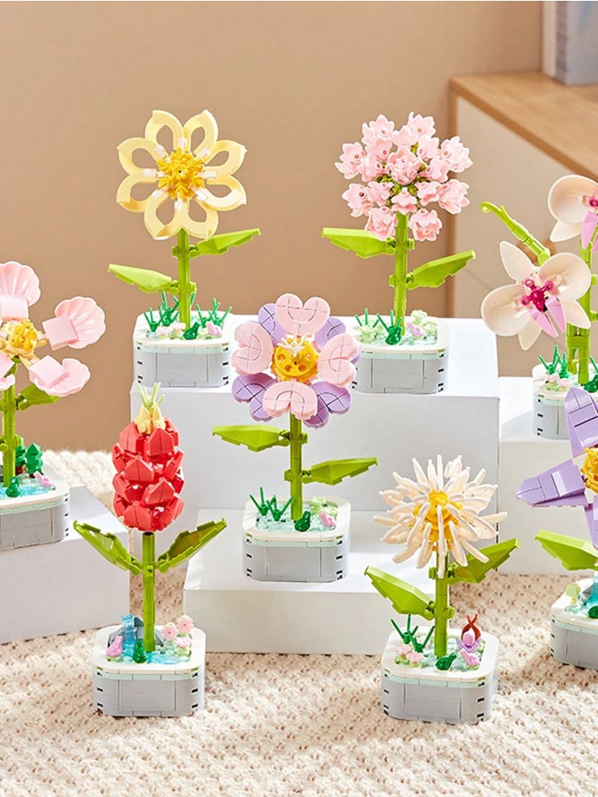 1pc Building Bricks Flower Blind Box, Suitable For Daily Play