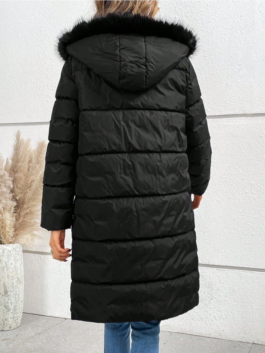 SHEIN Frenchy Ladies' Hooded Padded Jacket With Collar