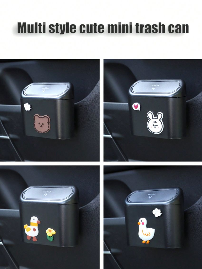 Cute Cartoon Car Trash Can, Side Door Hanging Storage Box, Mini Car Trash Can For Car And Home Use