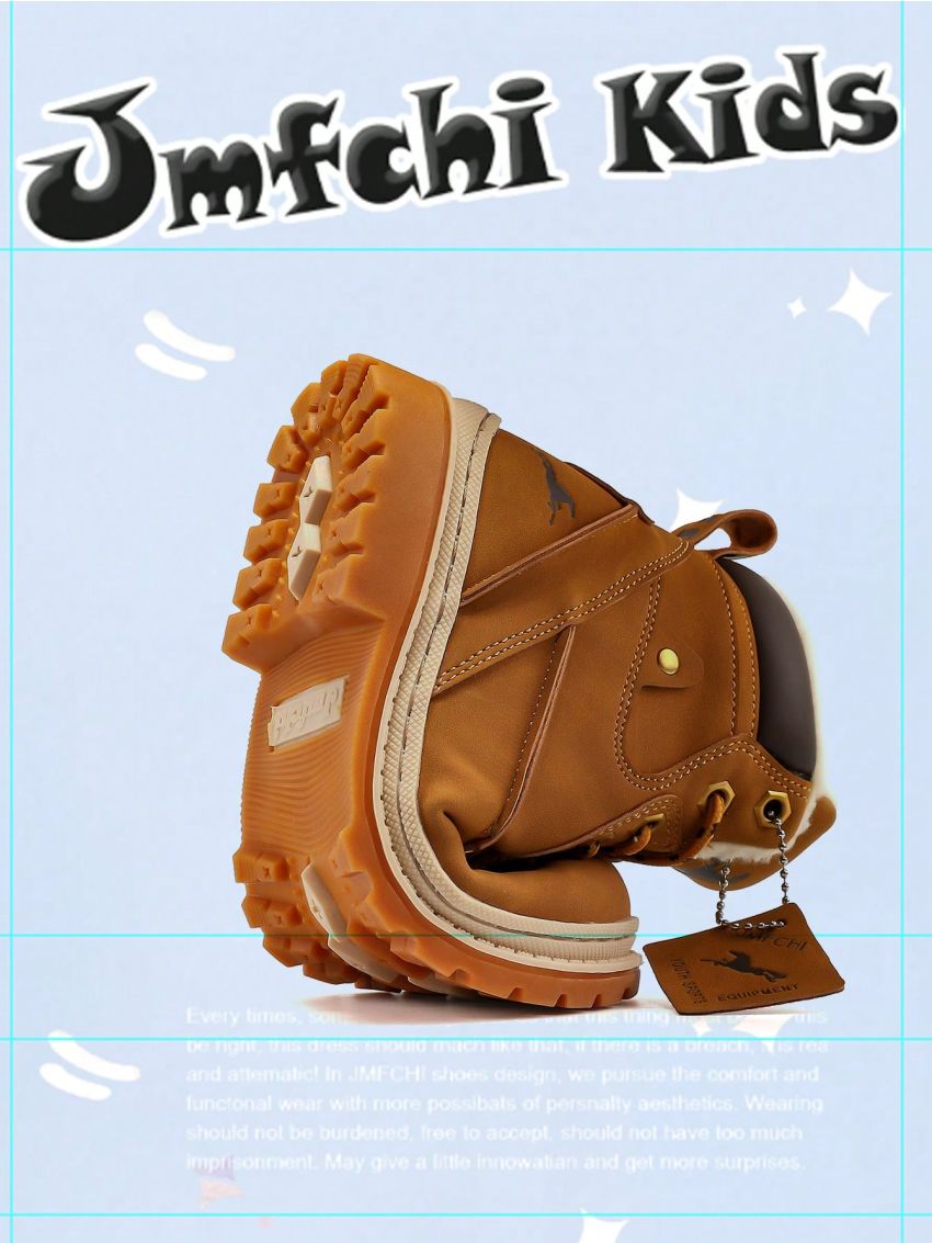 JMFCHI Kids Hiking Boots Boys Snow boots for Kids Waterproof Winter for Girls Warm Fur Lined Slip Resistant Outdoor Yellow