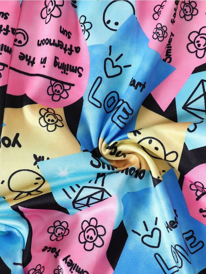 Girls' Sticky Note Print Leggings For Teenagers