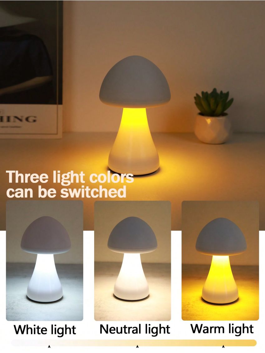 1pc 3-color Mini Mushroom Decor Desktop Night Light & Mini Mushroom Decorative Night Light