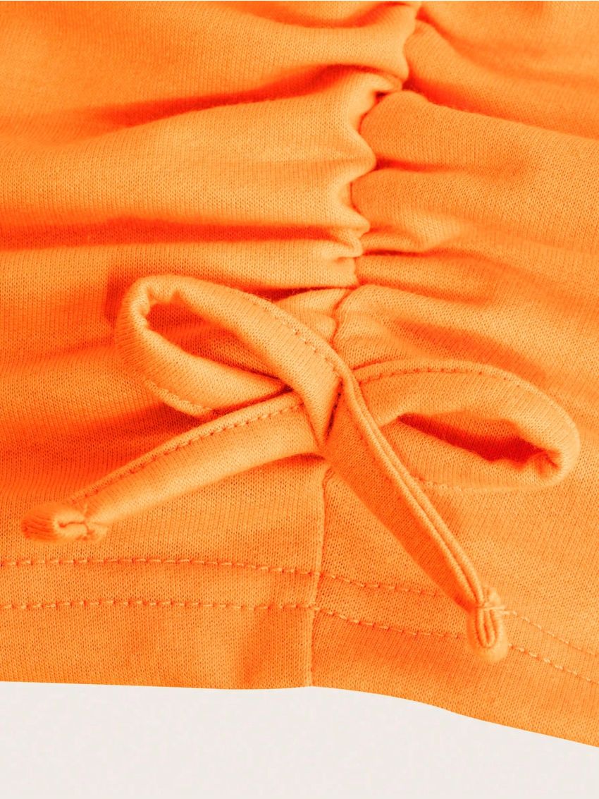 SHEIN Teen Girls' Letter Printed Y2k Streetwear Academy Pleated Bodycon Hoodie Dress