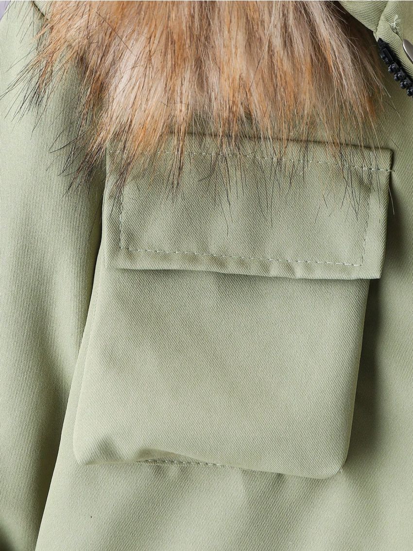 SHEIN Boys' Hooded Cargo Jacket With Pockets And Collar