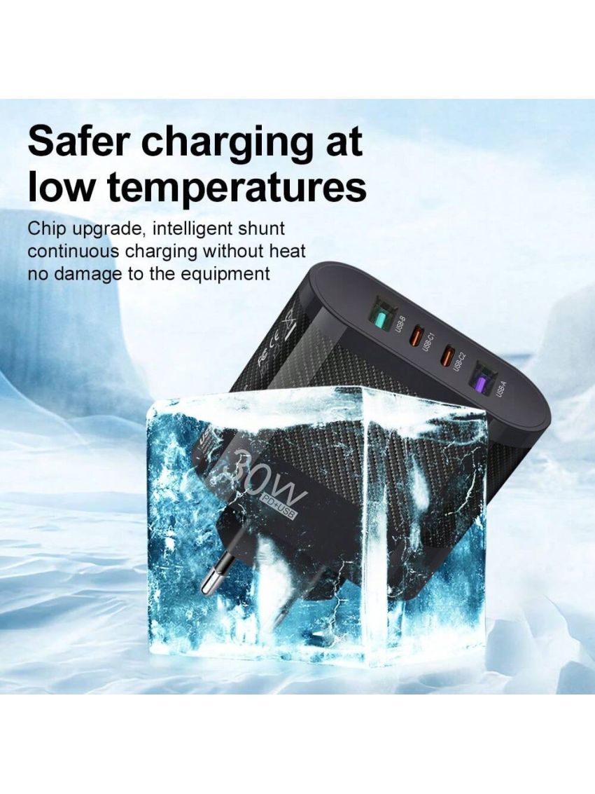 Black 3.5a Phone Charger, Multi-interface 2 Type-c Pd+2usb Charging Head, Portable Charger, Compatible With Xiaomi/huawei Adapter