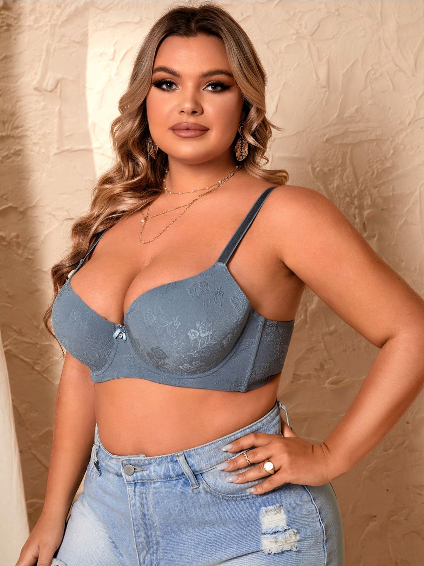 Plus Floral Lace Underwire Bra