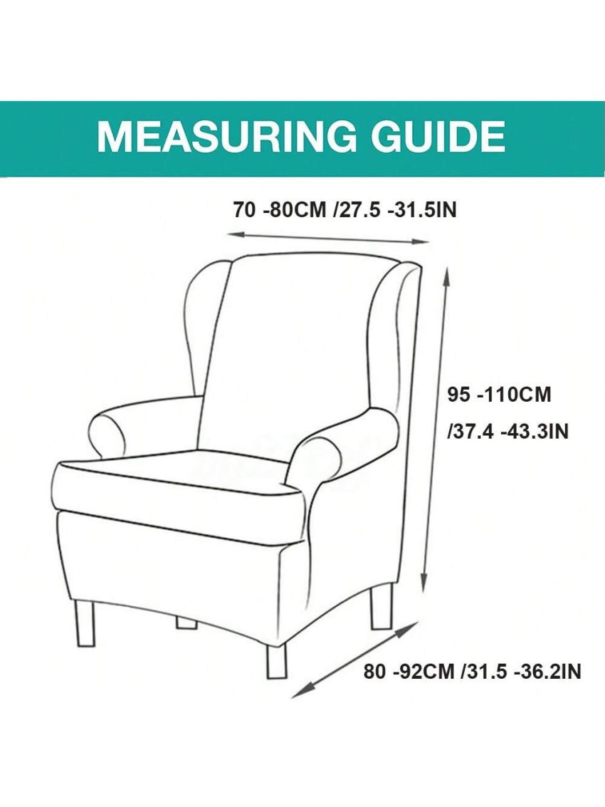 Wingback Armchair Cover Stretch Slipcover Elastic Wing Chair Cvoer Protector 2 Pieces