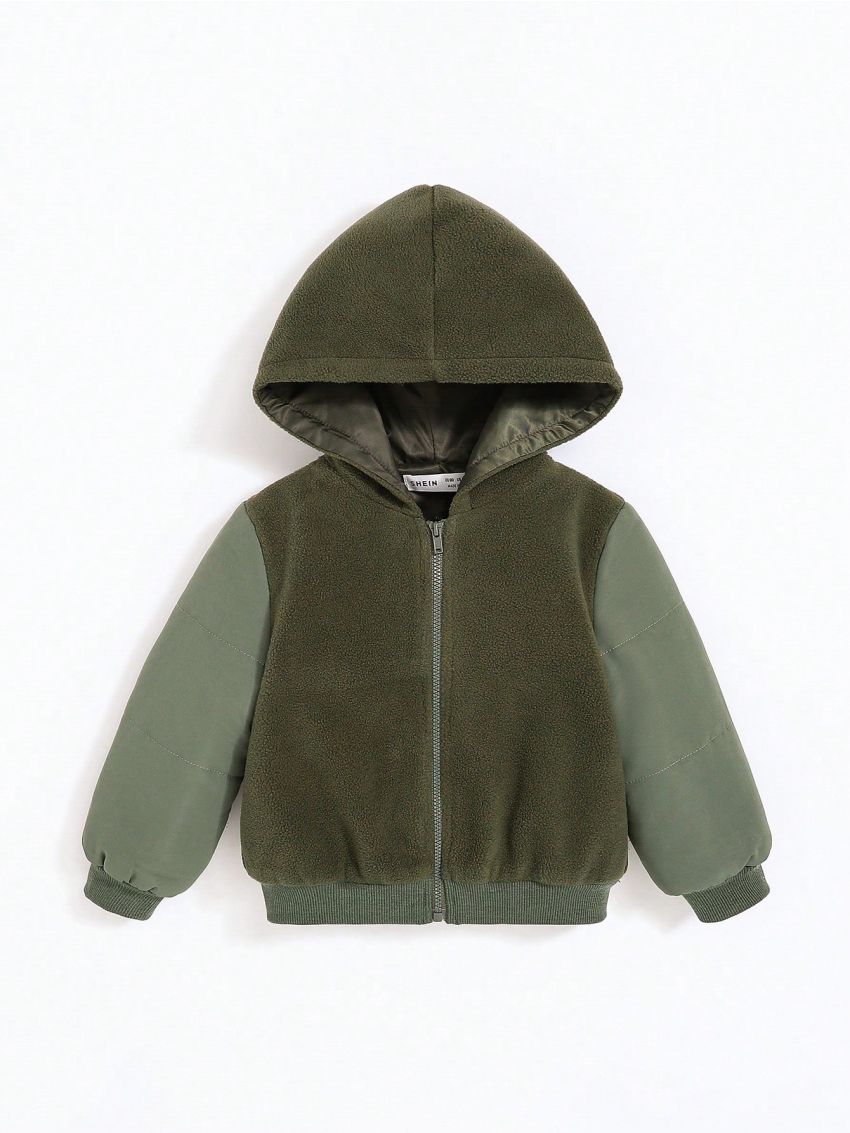 SHEIN Baby Boy Colorblock Hooded Jacket & Vest Coat