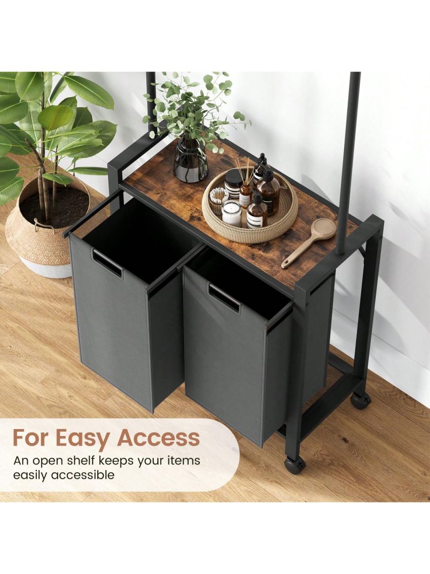 Laundry Hamper Cart, Laundry Sorter with Shelf Large Laundrey Basket Organizer Compartment Hampers for Laundry Room Orgainization Launrey Station with Wheel