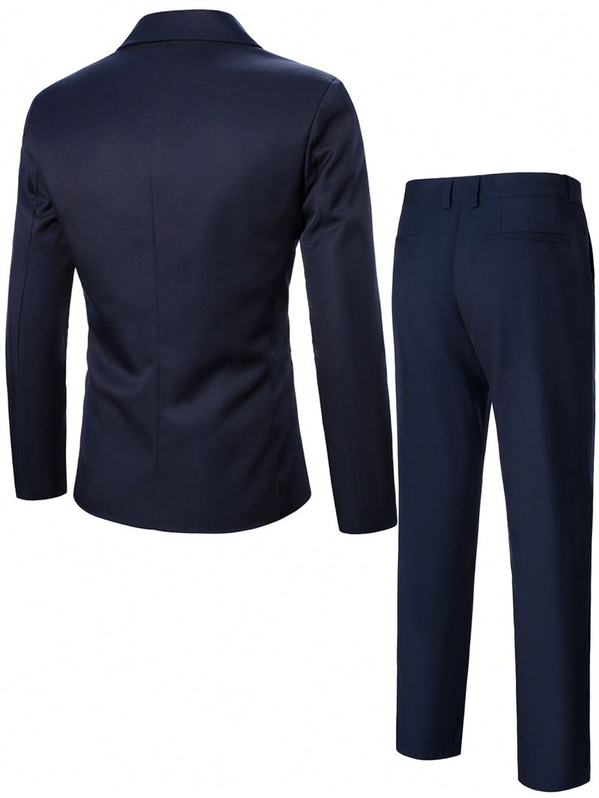 Manfinity Men's Single Breasted Notched Lapel Suit Jacket And Pants Set (shirt Not Included)
