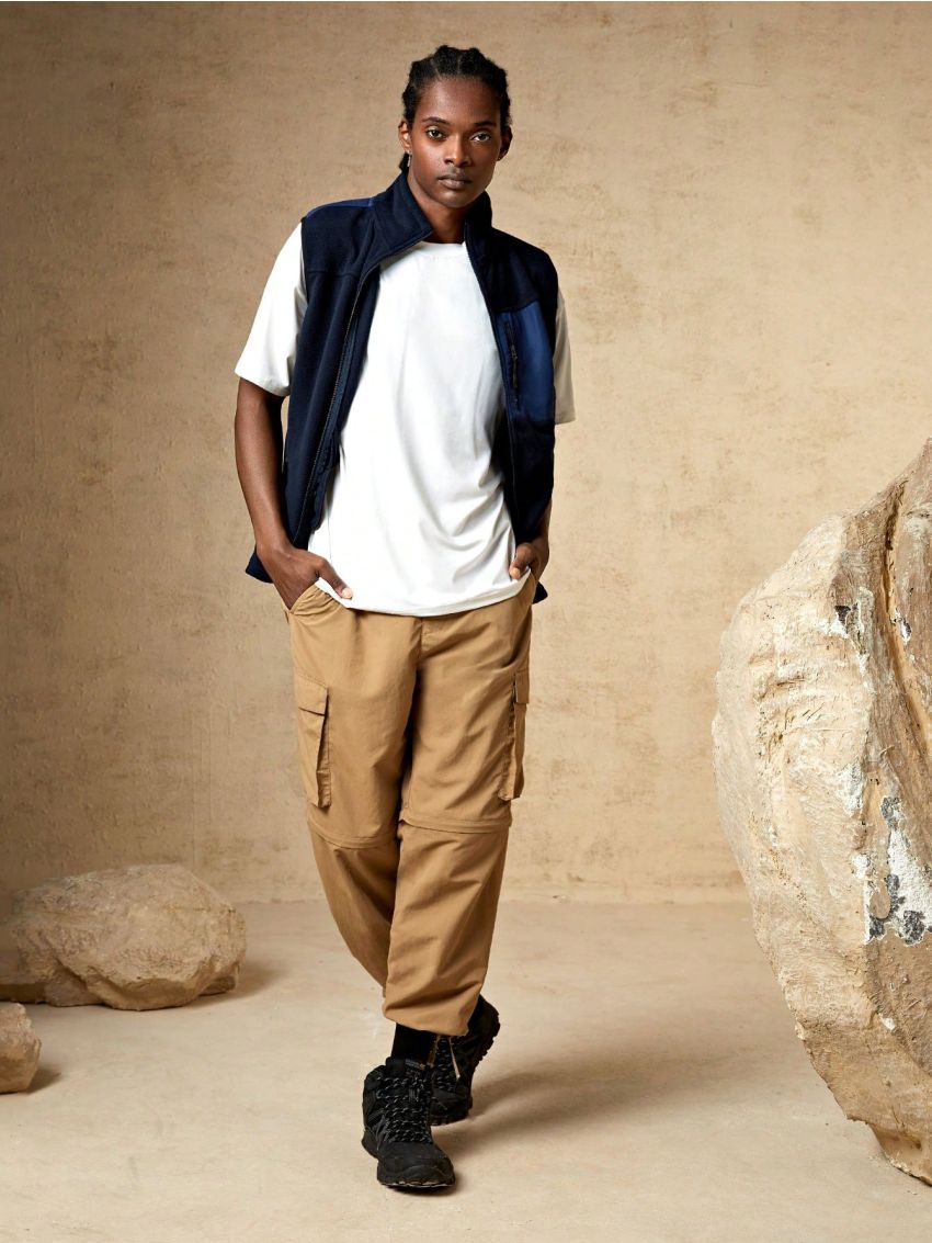 SHEIN In My Nature Men Zip Up Vest Coat