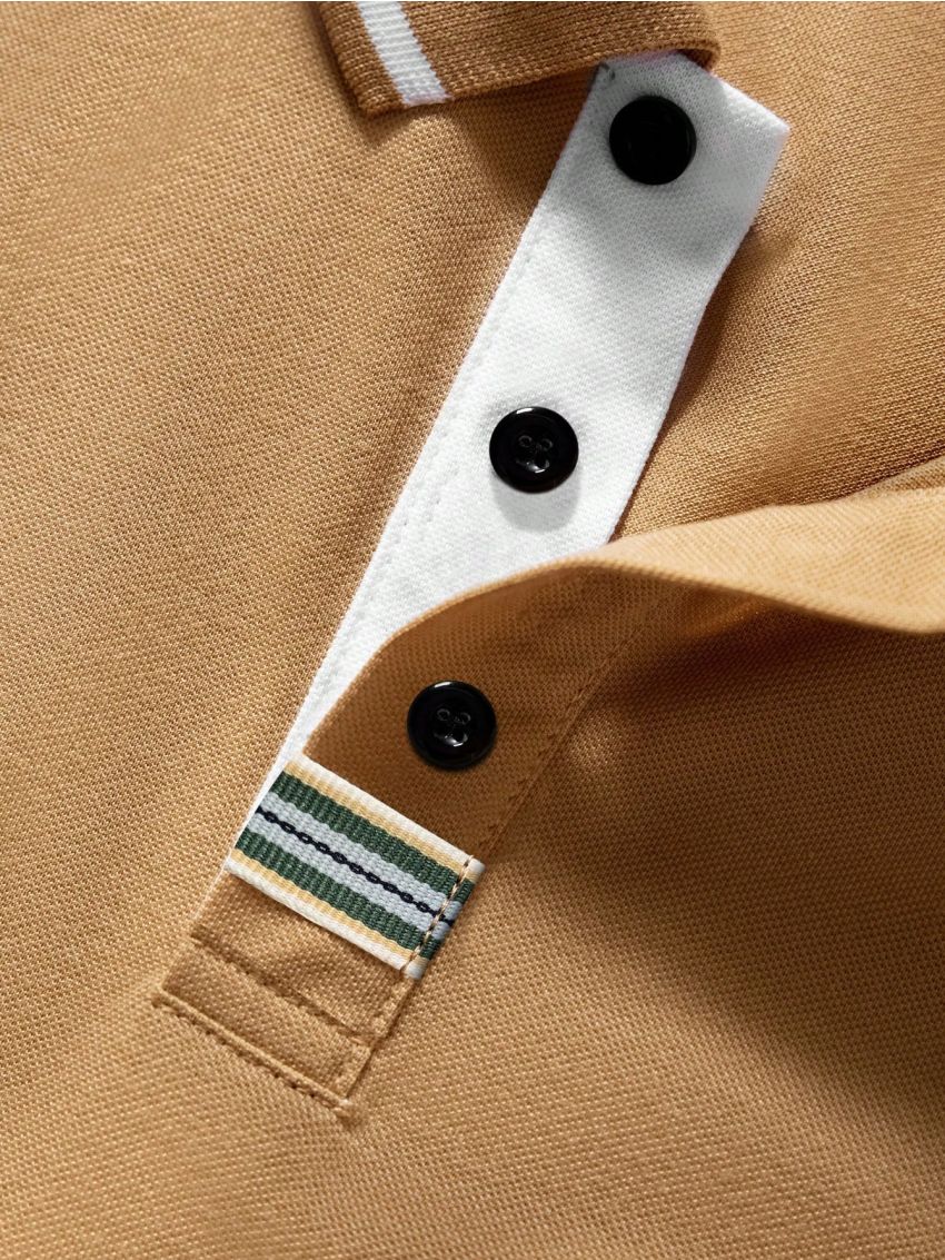 Manfinity Men's Plus Size Color-block Polo Shirt With Trim Detail