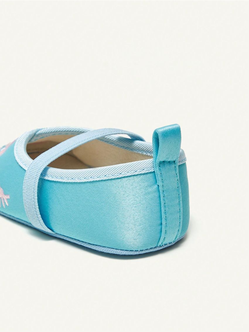 Cozy Cub Embroidered Princess Baby Shoes, Soft Bottom Walking Shoes For Baby Girls