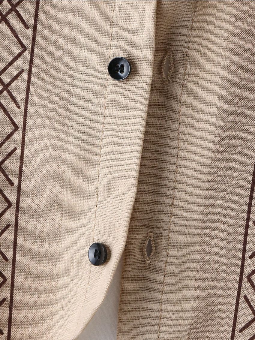 SHEIN Boys' Geometric Print Long-sleeved Shirt