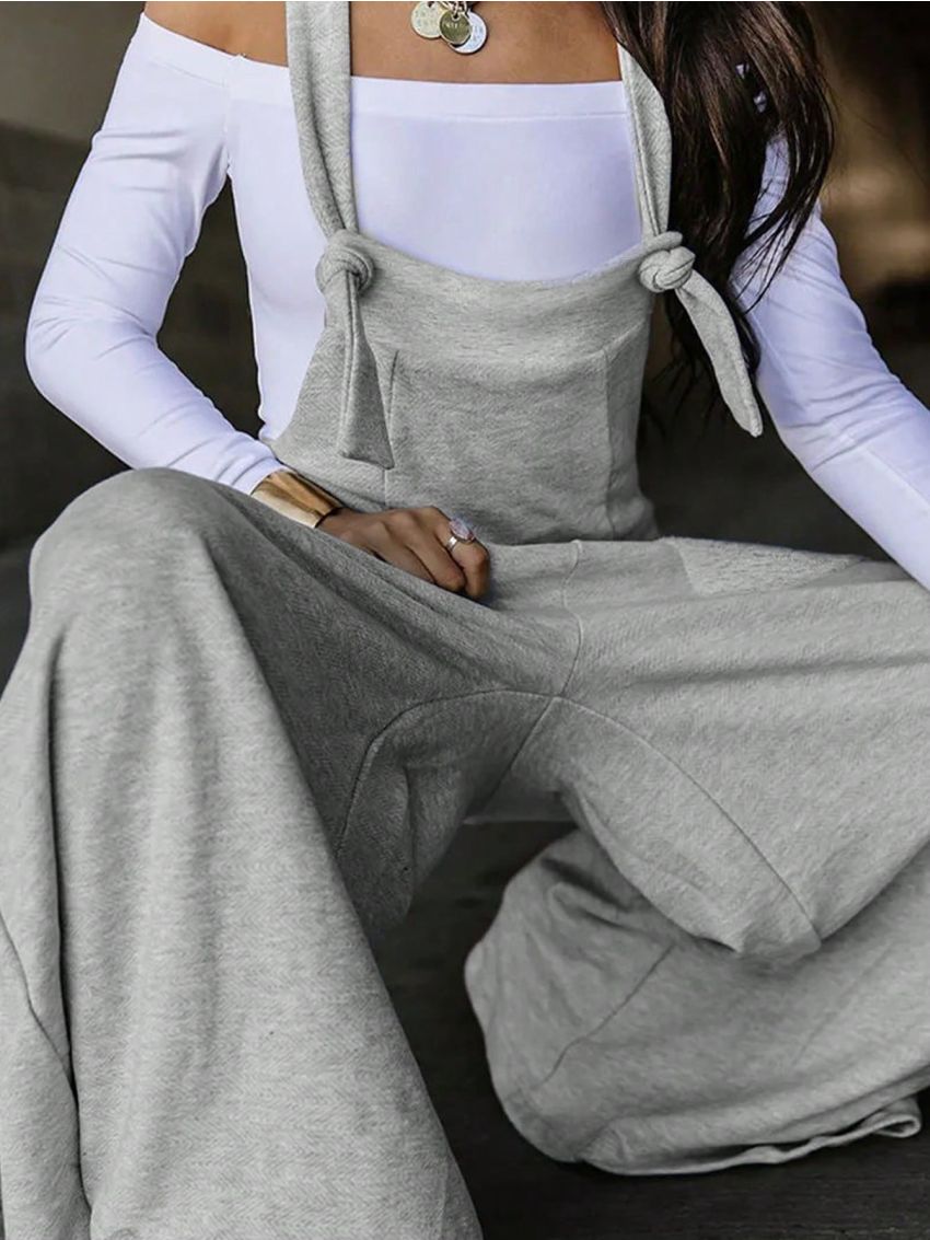 Plus Size Women's Dungarees Jumpsuit With Double Pockets