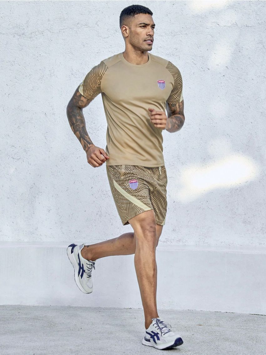 Basketball Men's Letter Print Drop-shoulder Sleeve Basketball Jersey Set