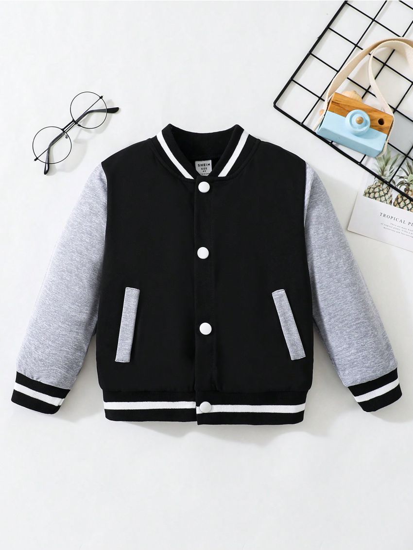 SHEIN Kids EVRYDAY Boys' (little) Black Single Breasted Jacket