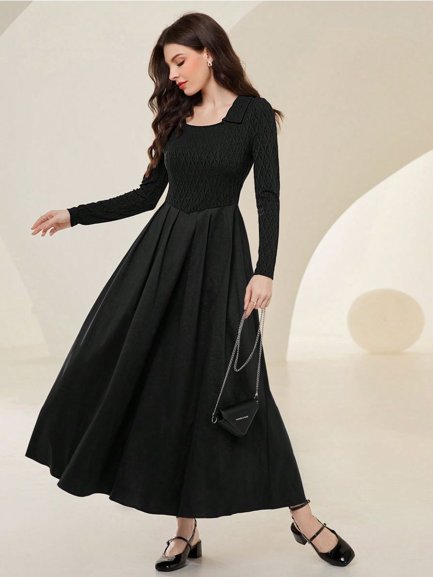 SHEIN Mulvari Women's Solid Color Square Neckline Dress