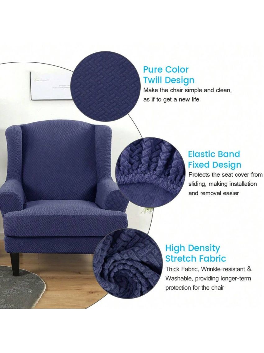 Wingback Armchair Cover Stretch Slipcover Elastic Wing Chair Cvoer Protector 2 Pieces