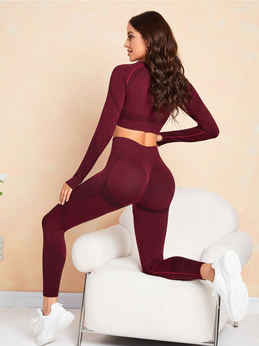 Yoga Basic Women's Short Sleeved Cropped Top And Leggings Sports Set