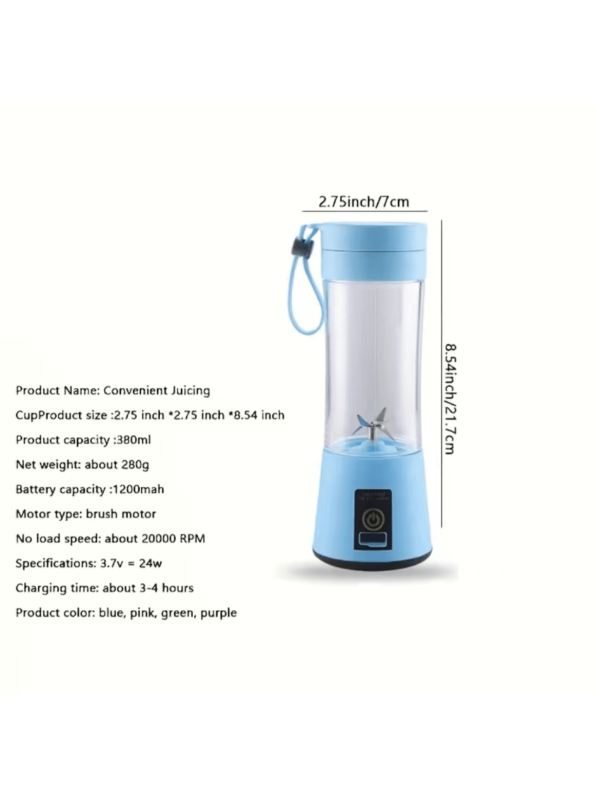 1 Piece Wireless Portable Blender, USB Rechargeable Mini Juice Blender Suitable For Juice Shakes And Smoothies, Juice, Milk, Fruit And Vegetable Mini Juicing Cups
