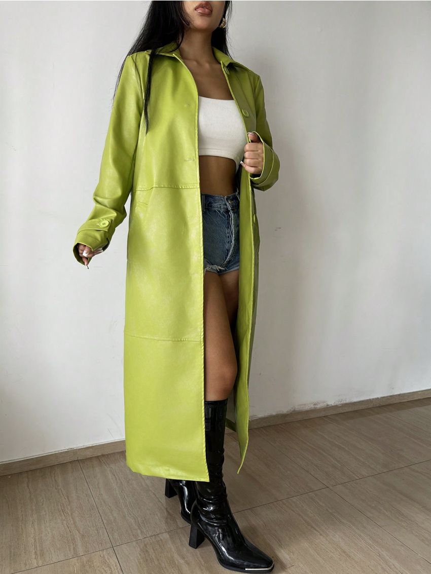 SHEIN SXY Women's Solid Color Trench Coat