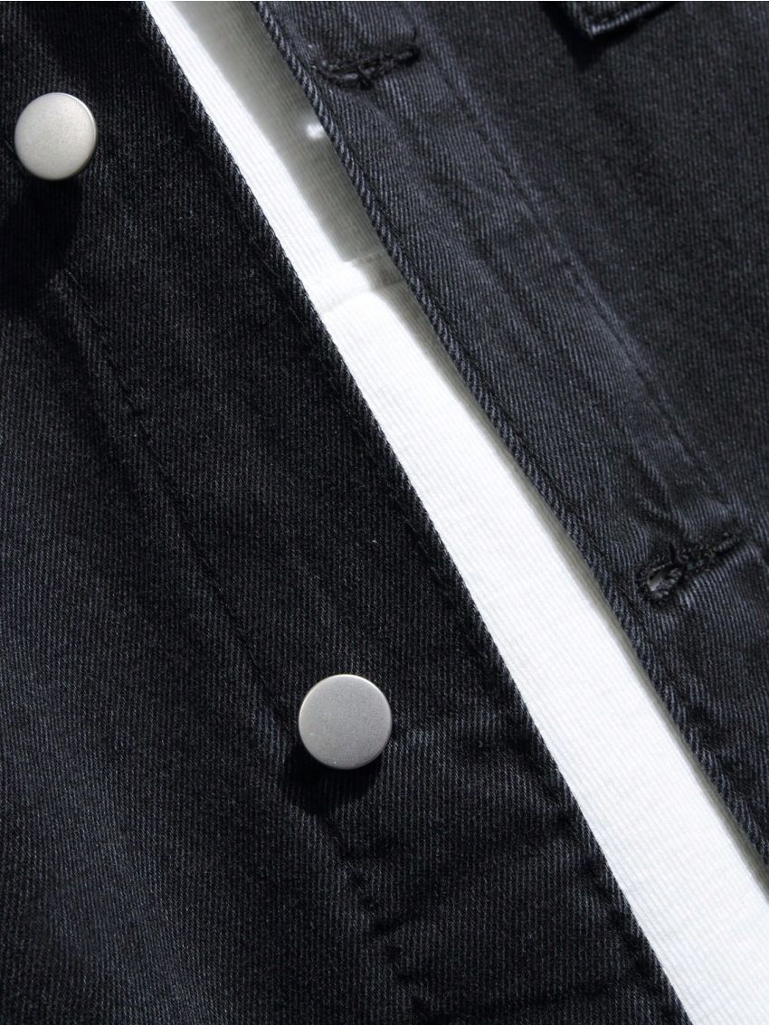 Extended Sizes Men's Plus Size Turn-down Collar Denim Jacket With Pockets