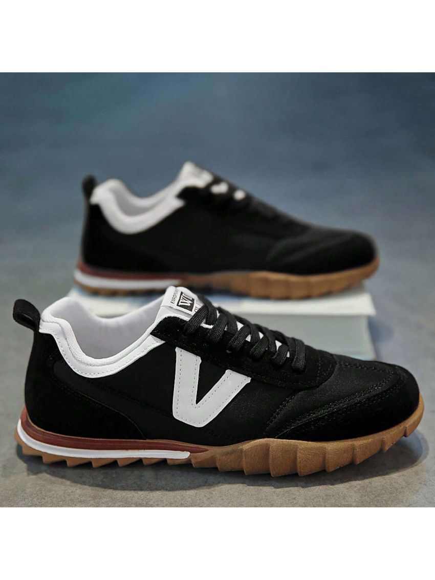 Men's Breathable Patchwork Athletic Shoes, Lightweight Low-top Flat Casual Canvas Shoes