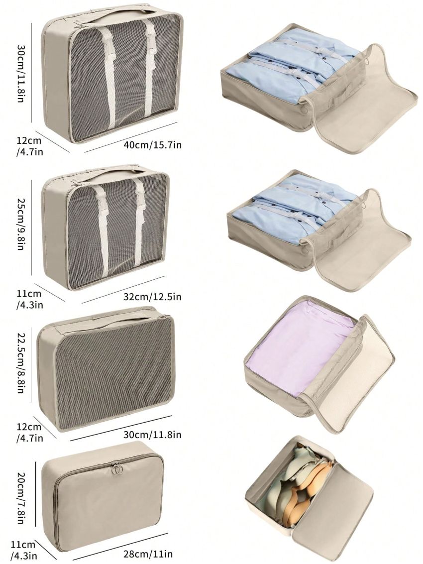 10pcs/set Polyester Travel Toiletry Bag, Modern Portable Makeup Organizer For Travel