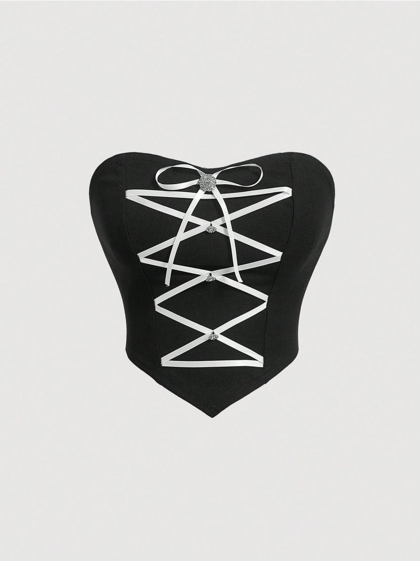 SHEIN MOD Women's Cross Strap Tube Top