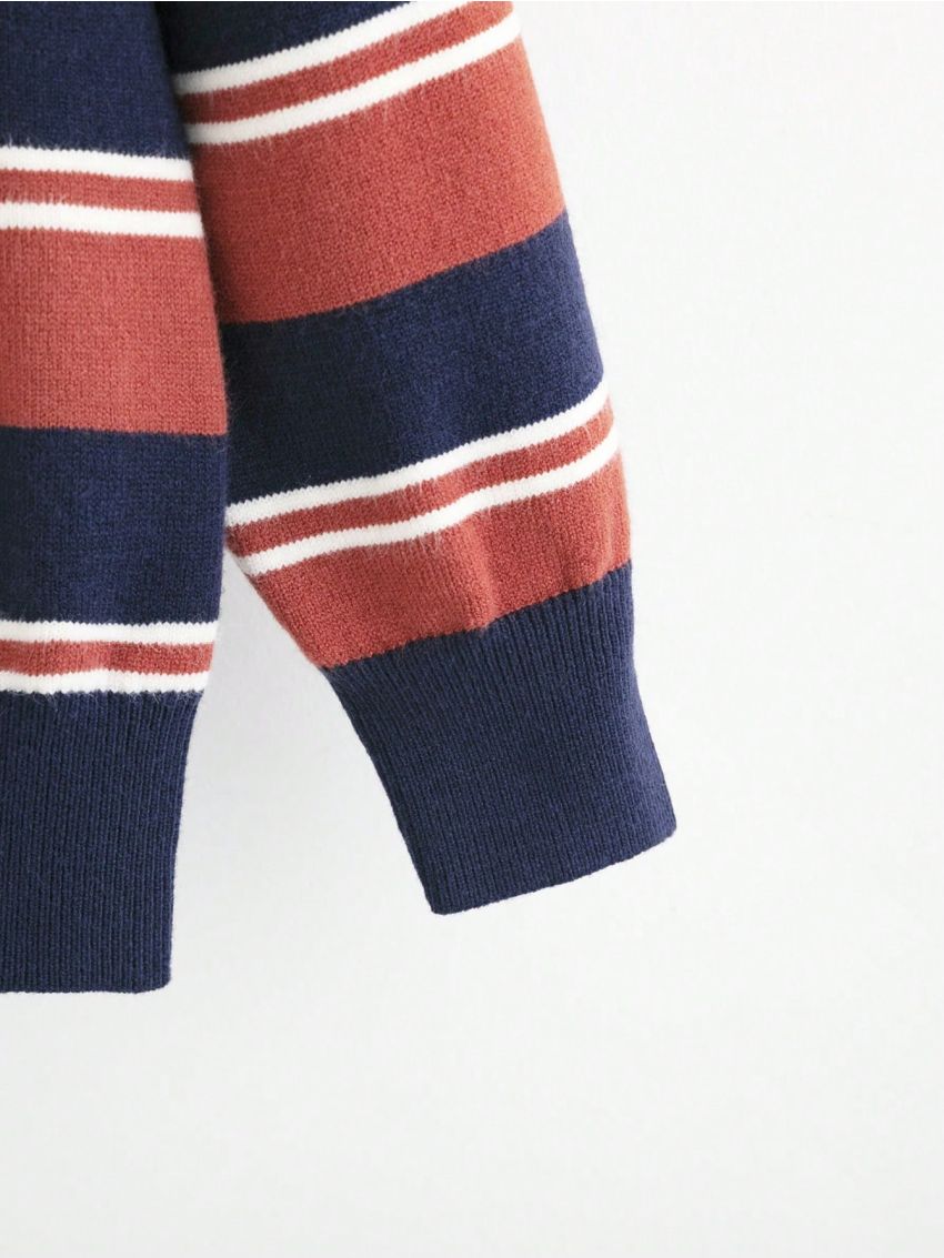 Young Boy Striped Pattern Sweater