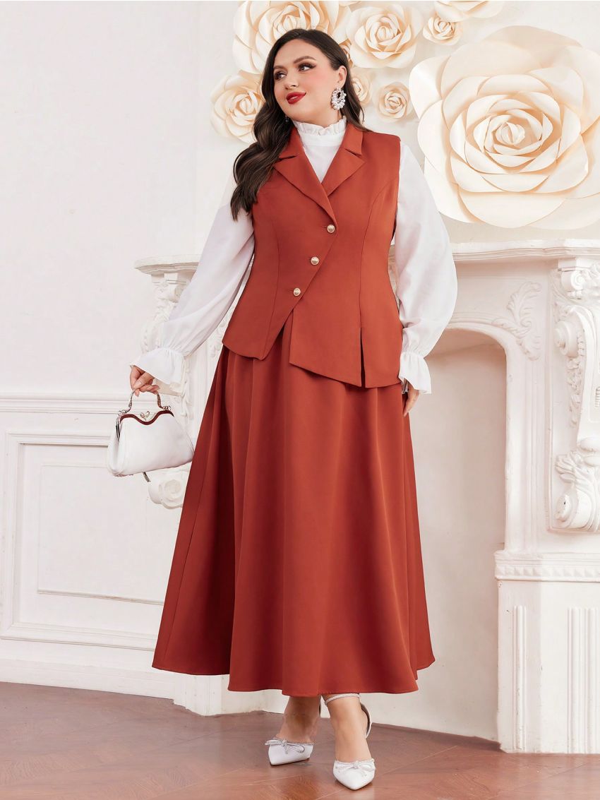 SHEIN Modely Plus Size Solid Color Suit Set