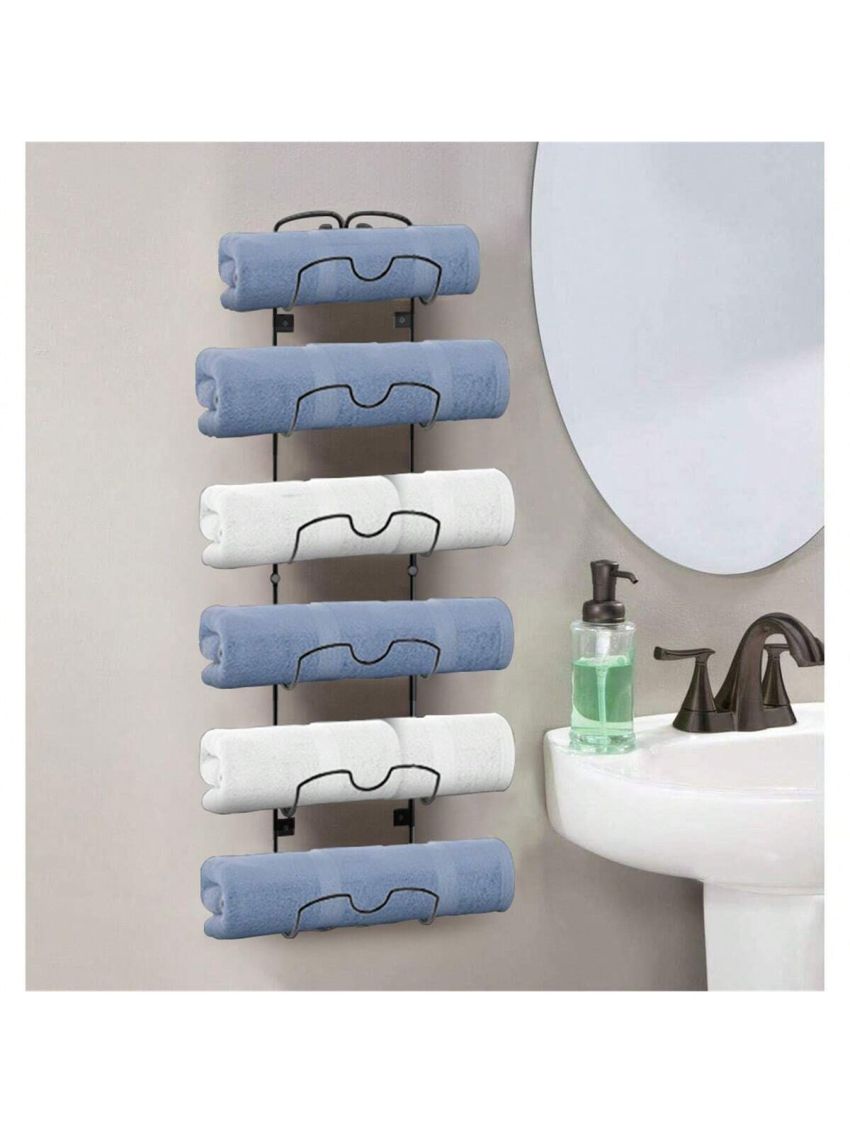 Auledio Metal Towel Rack, Wall Mounted 6 Tier Towel Rack Bar for Bathroom Storage Bath Towels