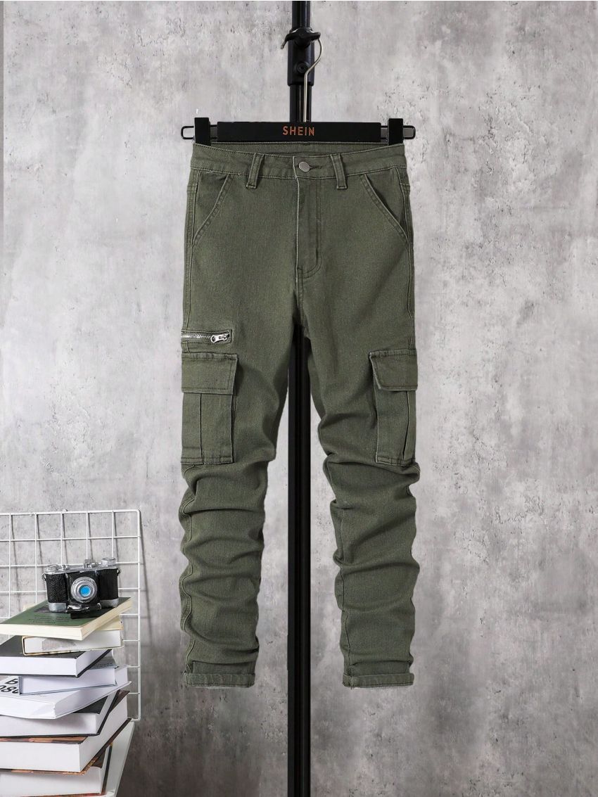 SHEIN Tween Boys' Utility Pocket Jeans